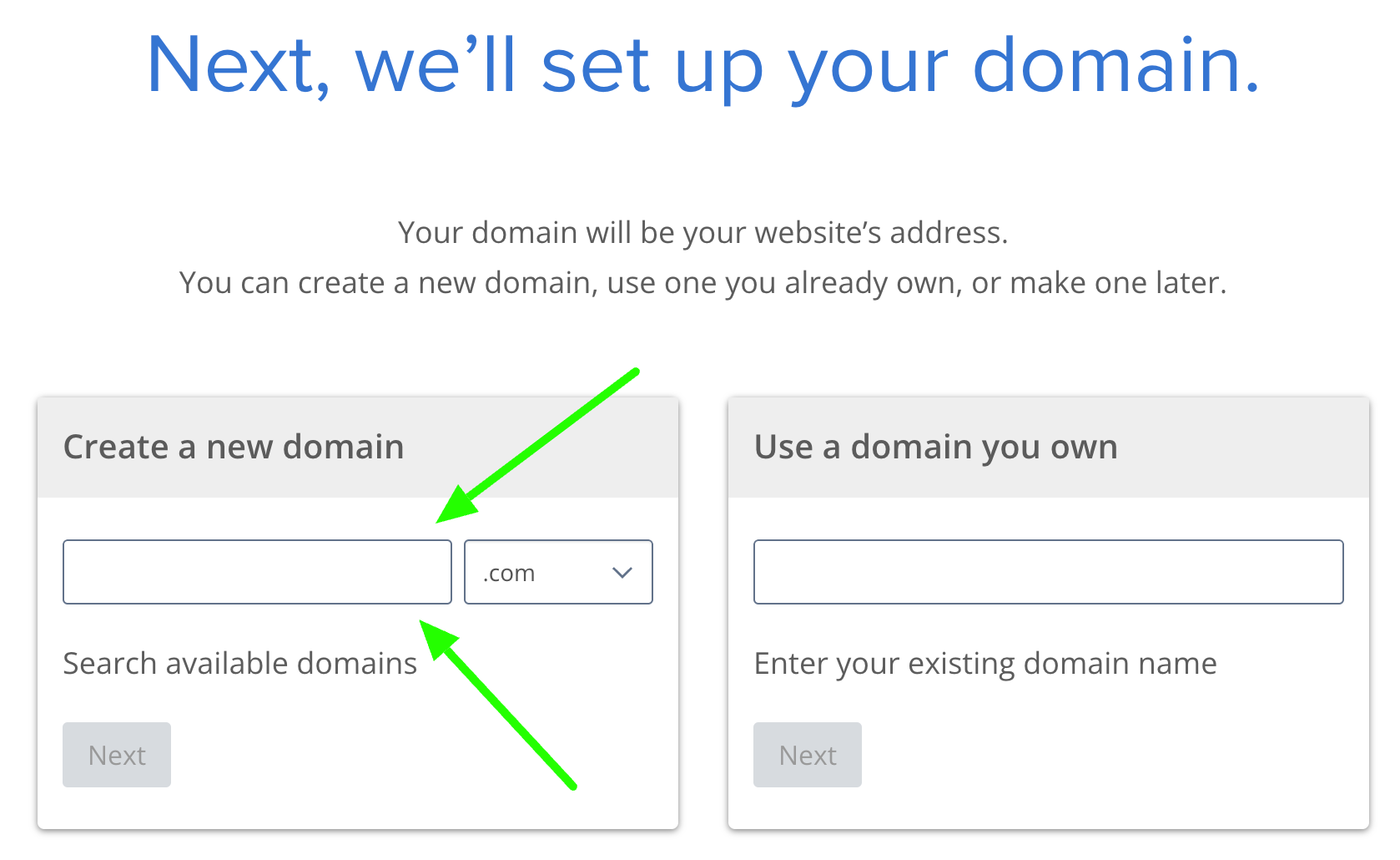 Bluehost Step 3 Domain Name