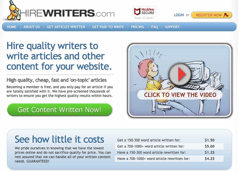 HireWriters Website