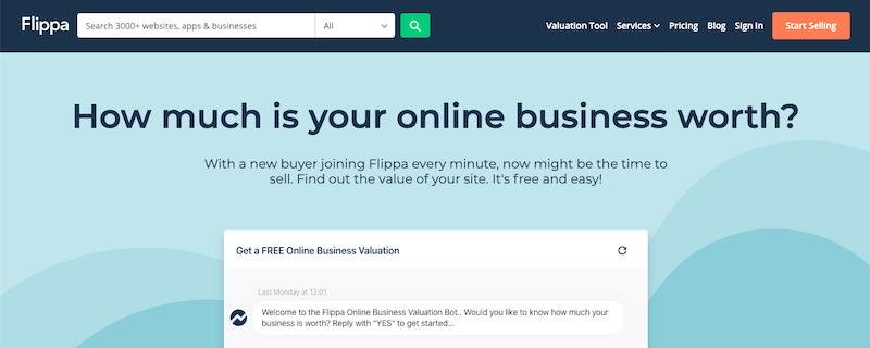 Flippa - valuation tool