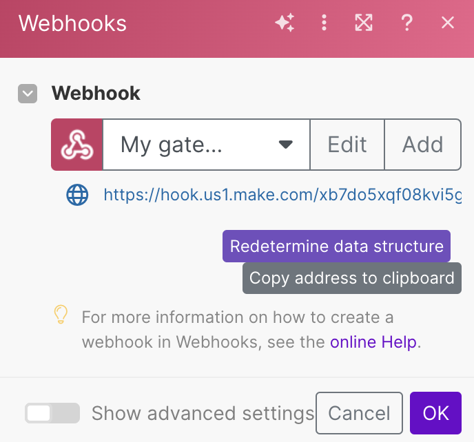 make.com webhook url